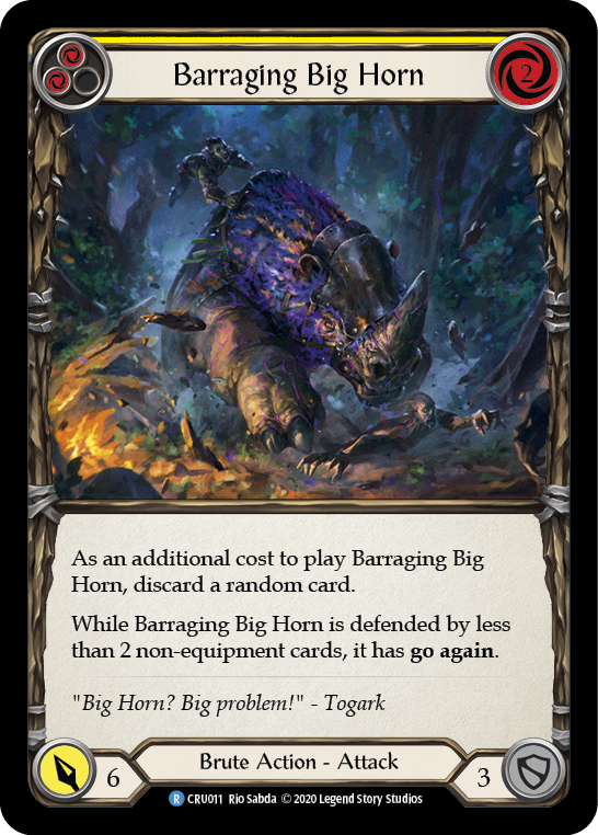 Barraging Big Horn (Yellow) [CRU011] (Crucible of War)  1st Edition Normal | L.A. Mood Comics and Games