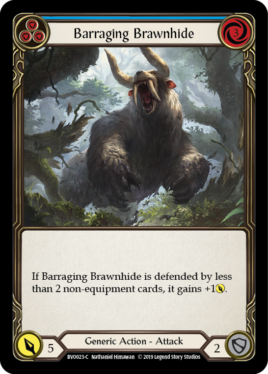 Barraging Brawnhide (Blue) [BVO023-C] (Bravo Hero Deck)  1st Edition Normal | L.A. Mood Comics and Games