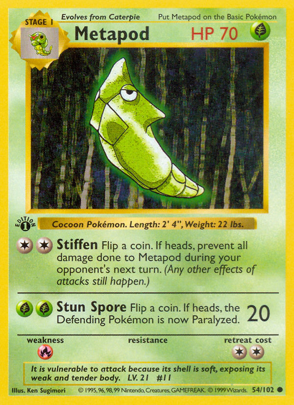 Metapod (54/102) (Shadowless) [Base Set 1st Edition] | L.A. Mood Comics and Games