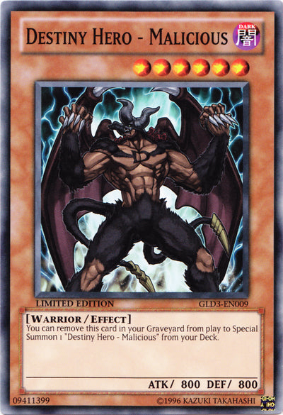 Destiny HERO - Malicious [GLD3-EN009] Common | L.A. Mood Comics and Games