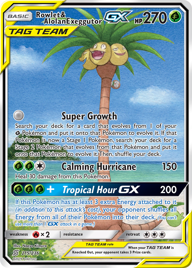 Rowlet & Alolan Exeggutor GX (215/236) [Sun & Moon: Unified Minds] | L.A. Mood Comics and Games