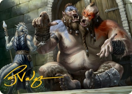 Ettin Art Card (Gold-Stamped Signature) [Dungeons & Dragons: Adventures in the Forgotten Realms Art Series] | L.A. Mood Comics and Games