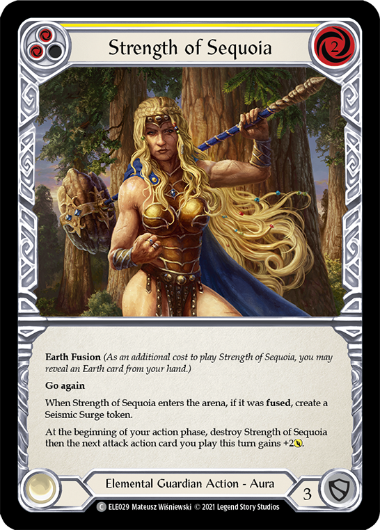 Strength of Sequoia (Yellow) [ELE029] (Tales of Aria)  1st Edition Rainbow Foil | L.A. Mood Comics and Games