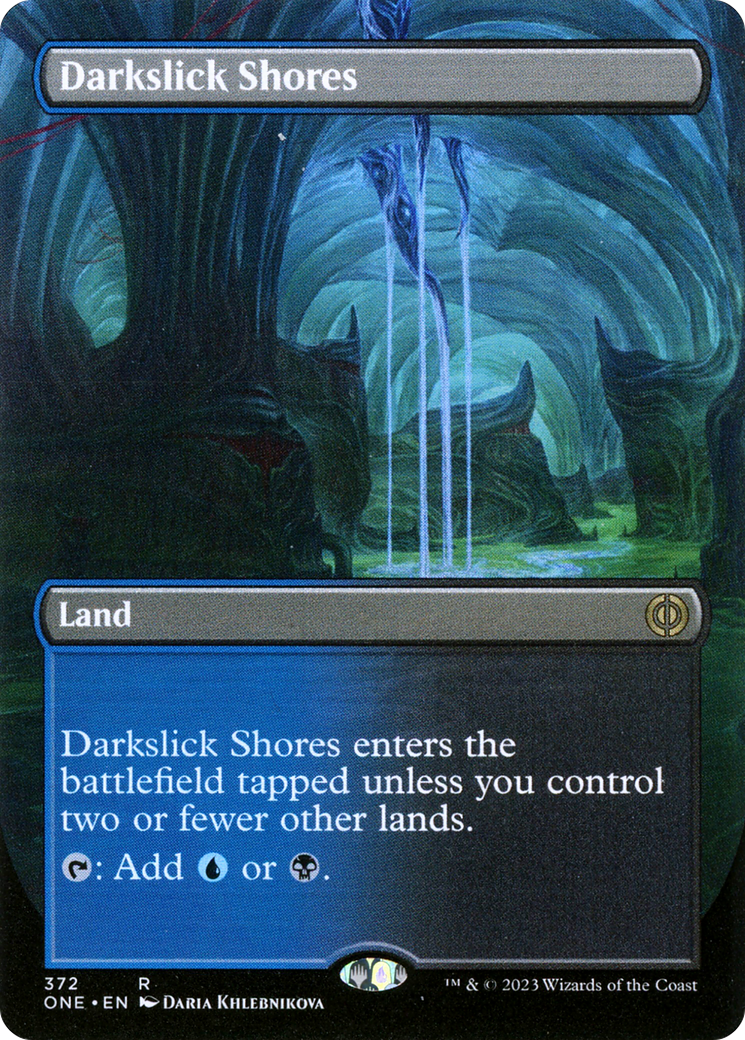 Darkslick Shores (Borderless Alternate Art) [Phyrexia: All Will Be One] | L.A. Mood Comics and Games