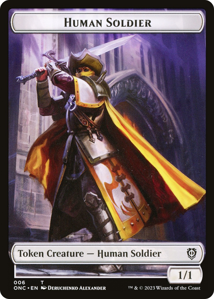 Human Soldier // Elephant Double-Sided Token [Phyrexia: All Will Be One Commander Tokens] | L.A. Mood Comics and Games