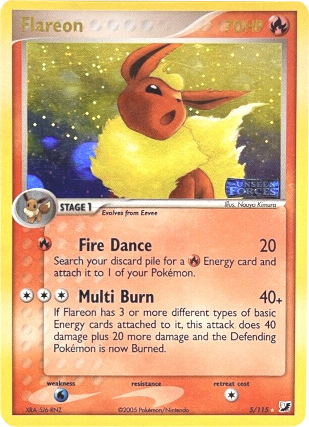 Flareon (5/115) (Stamped) [EX: Unseen Forces] | L.A. Mood Comics and Games