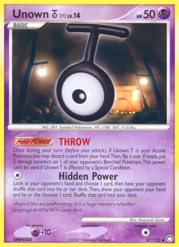 Unown T (67/123) [Diamond & Pearl: Mysterious Treasures] | L.A. Mood Comics and Games