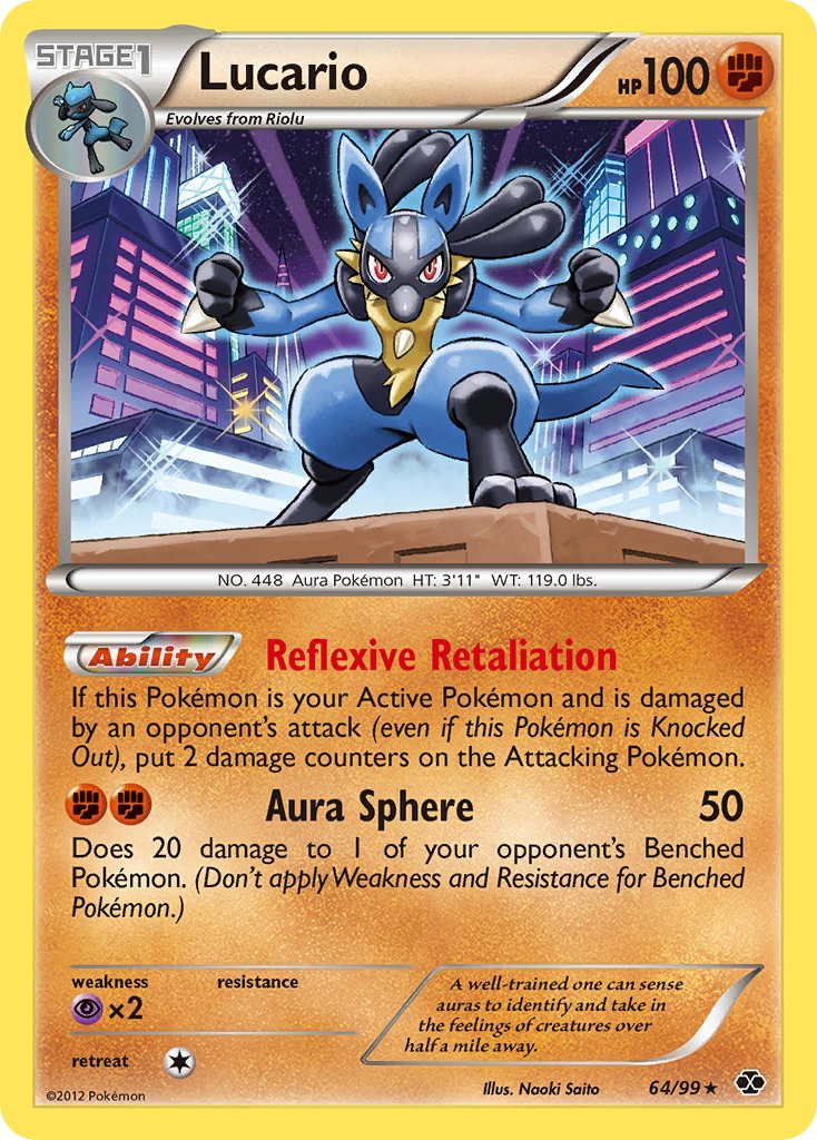 Lucario (64/99) (Cosmos Holo) (Blister Exclusive) [Black & White: Next Destinies] | L.A. Mood Comics and Games