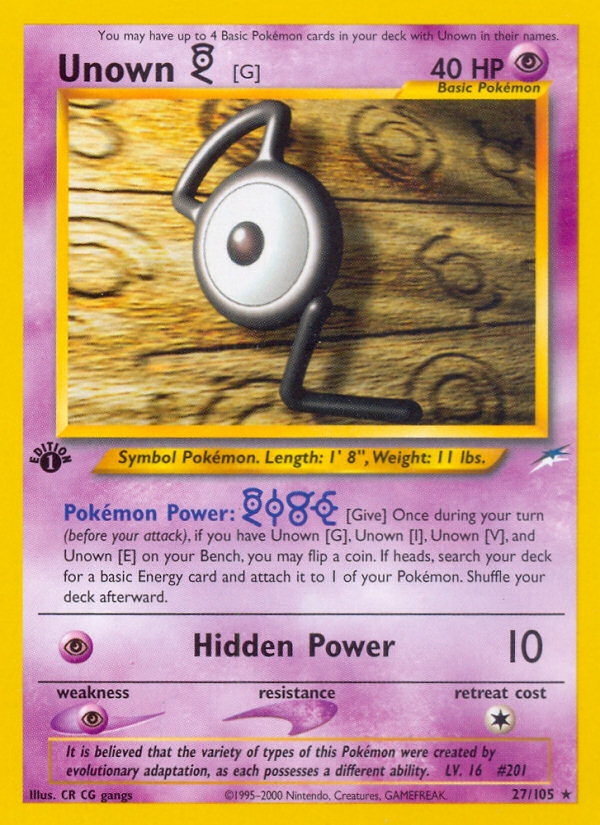 Unown [G] (27/105) [Neo Destiny 1st Edition] | L.A. Mood Comics and Games