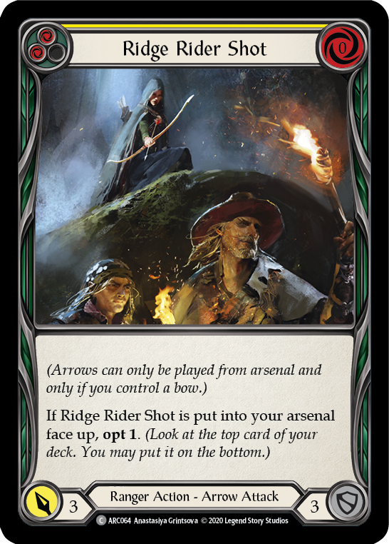 Ridge Rider Shot (Yellow) [U-ARC064] (Arcane Rising Unlimited)  Unlimited Rainbow Foil | L.A. Mood Comics and Games