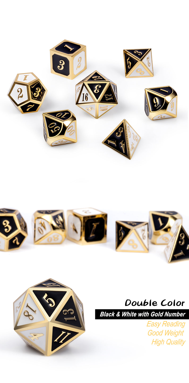 Metal & Enamel Dice Set (7pcs) [Chess] | L.A. Mood Comics and Games