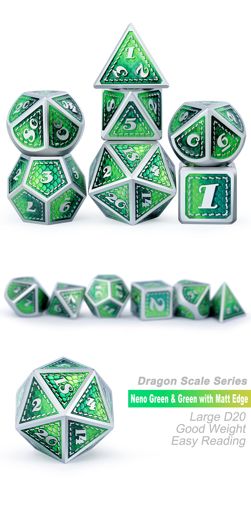 Metal & Enamel Dice Set (7pcs) [Dragon] | L.A. Mood Comics and Games