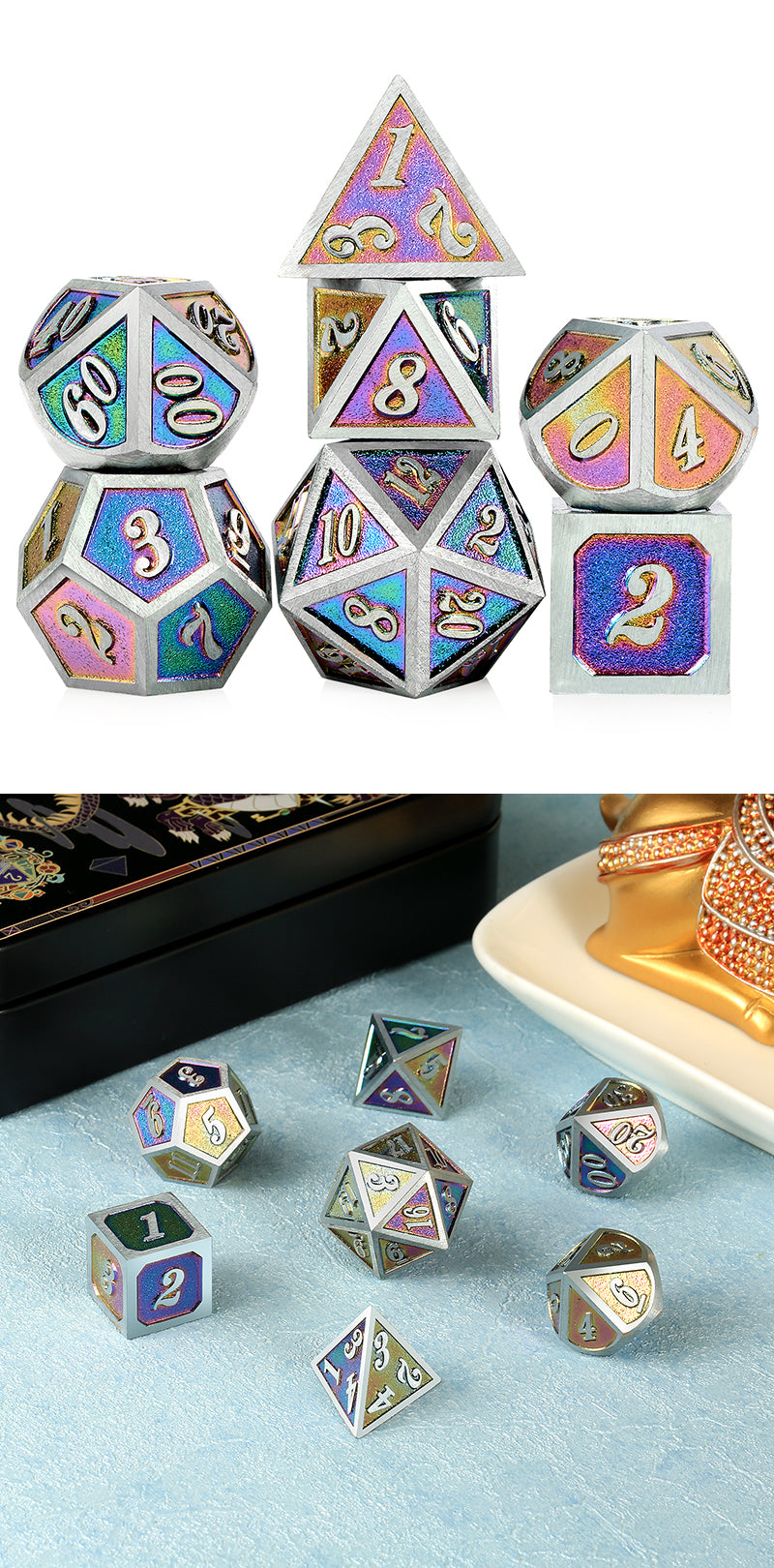 Metal & Enamel Dice Set (7pcs) [Robotics] | L.A. Mood Comics and Games