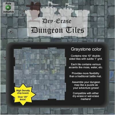 Dry Erase Dungeon Tiles, Graystone - Pack of 9 10" square tiles | L.A. Mood Comics and Games