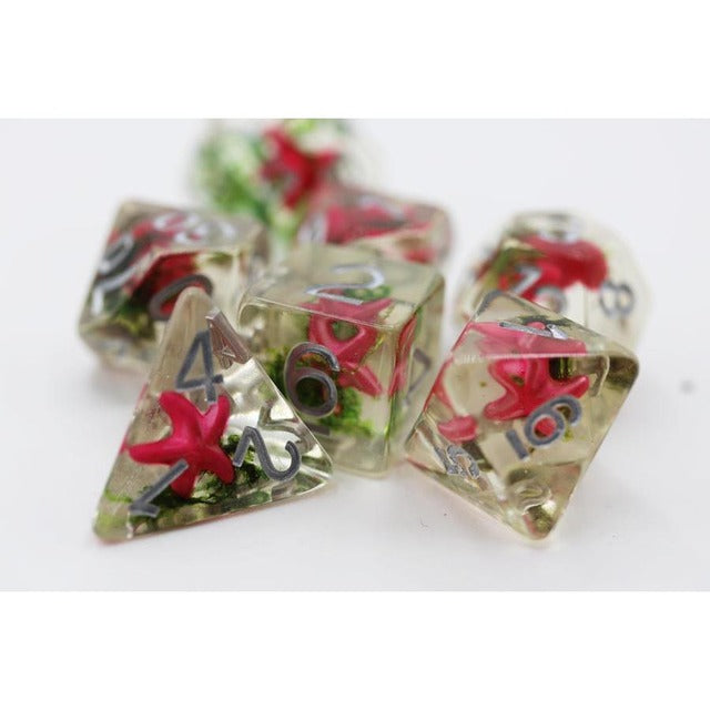 Pink Starfish and Seaweed RPG Dice Set | L.A. Mood Comics and Games