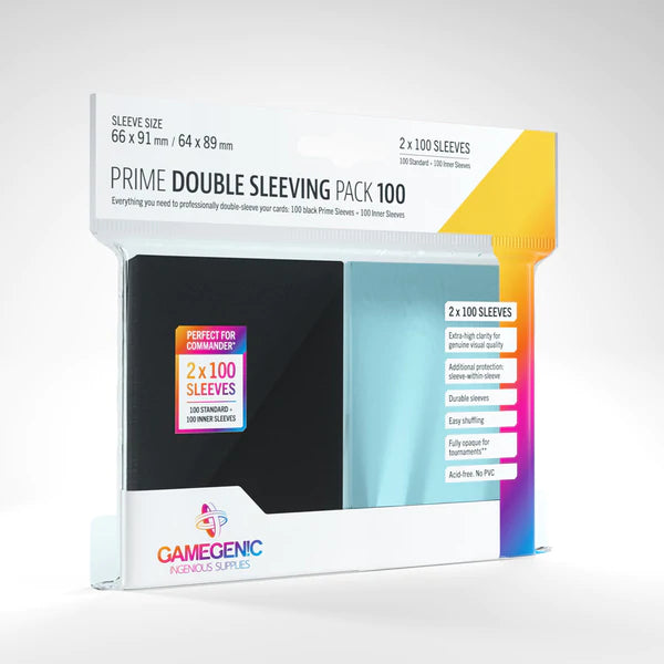 Sleeves: Gamegenic Prime Double Sleeving: Clear/Black (2x100) | L.A. Mood Comics and Games