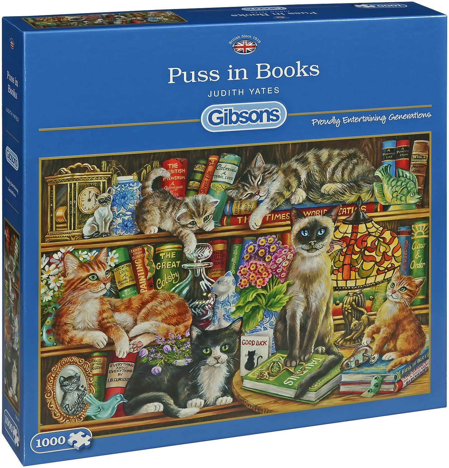 Puzzle: Puss In Books (1000pc) | L.A. Mood Comics and Games