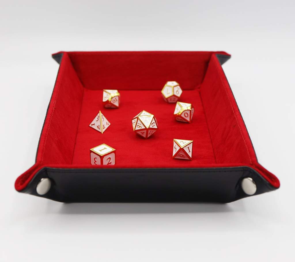 Dice Tray Leatherette & Velvet (Black w/ Red) | L.A. Mood Comics and Games