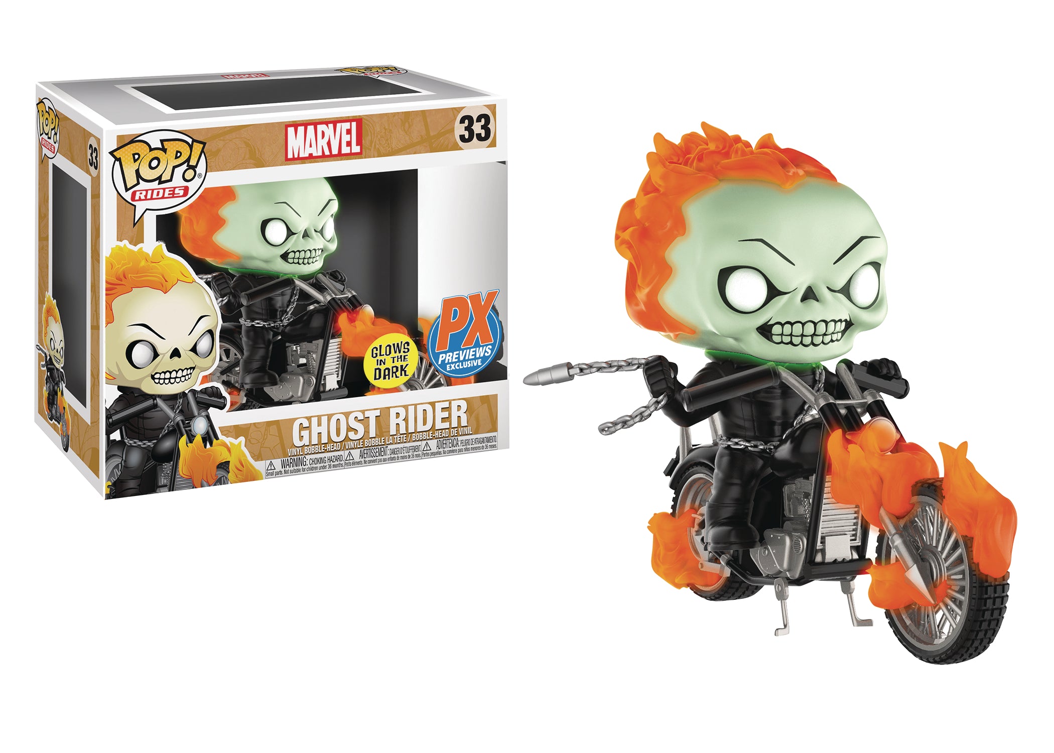 POP RIDES MARVEL CLASSIC GHOST RIDER W/BIKE PX VIN FIG GLOW | L.A. Mood Comics and Games