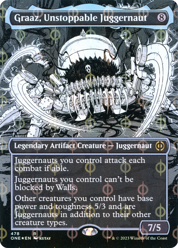 Graaz, Unstoppable Juggernaut (Borderless Manga Step-and-Compleat Foil) [Phyrexia: All Will Be One] | L.A. Mood Comics and Games
