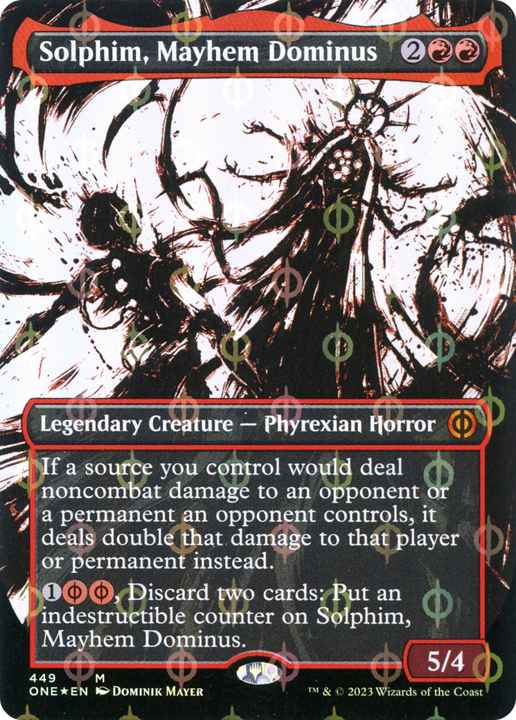 Solphim, Mayhem Dominus (Borderless Ichor Step-and-Compleat Foil) [Phyrexia: All Will Be One] | L.A. Mood Comics and Games