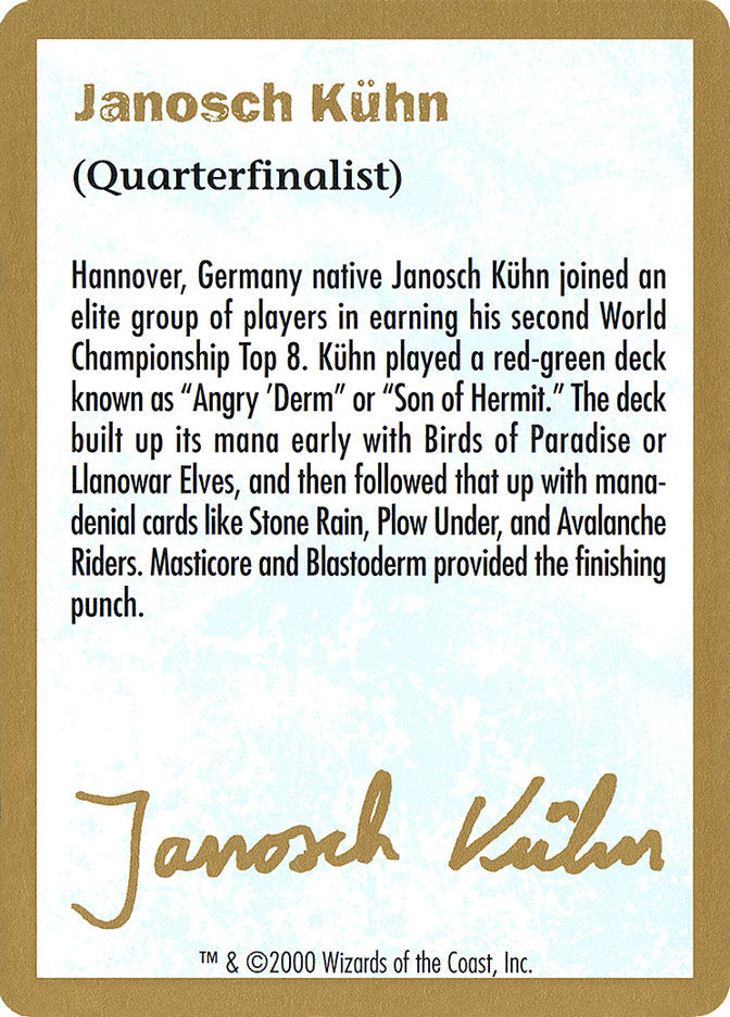 Janosch Kuhn Bio (2000) [World Championship Decks 2000] | L.A. Mood Comics and Games
