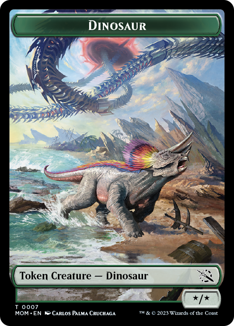 Warrior // Dinosaur Double-Sided Token [March of the Machine Tokens] | L.A. Mood Comics and Games