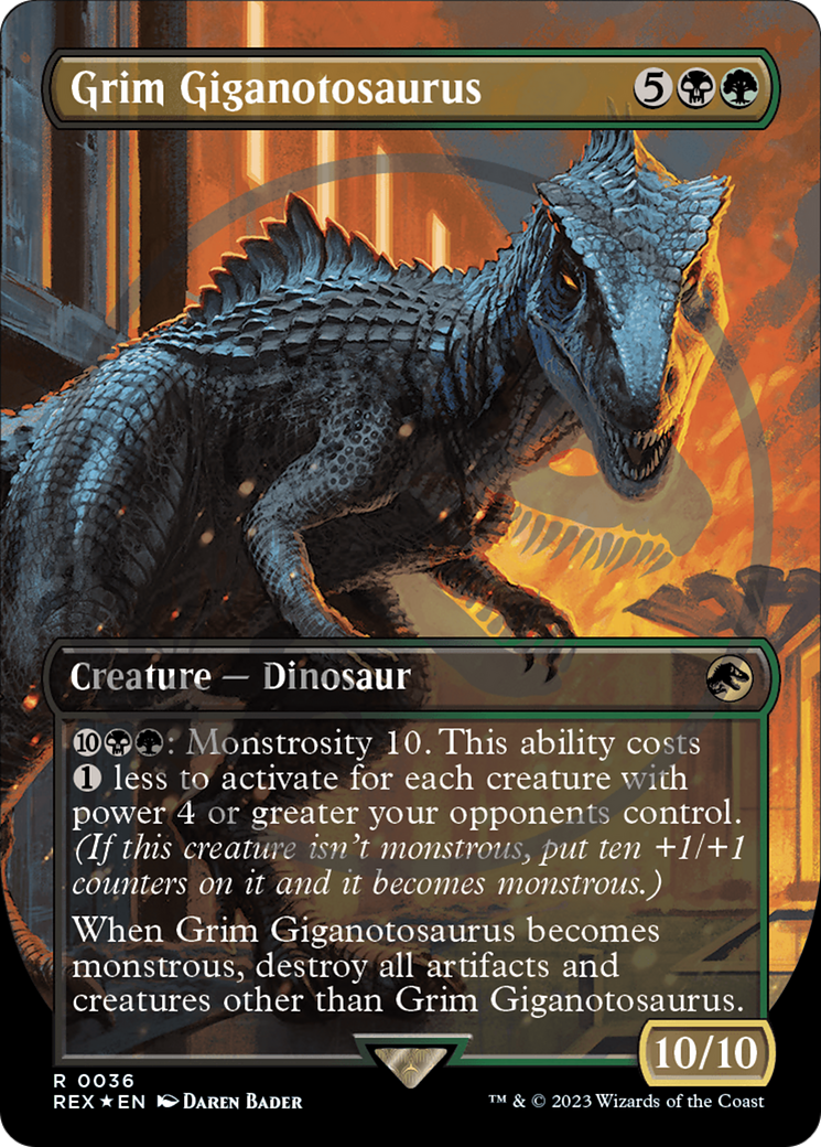 Grim Giganotosaurus (Emblem) (Borderless) [Jurassic World Collection Tokens] | L.A. Mood Comics and Games