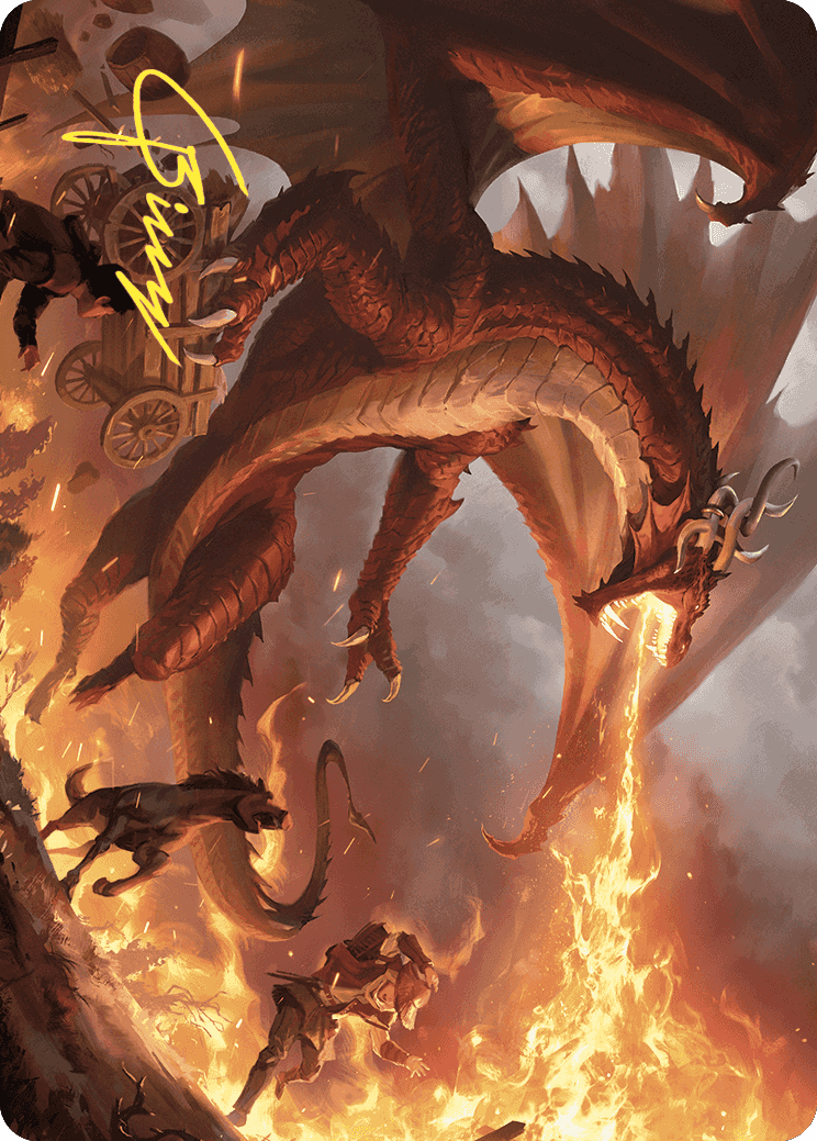 Realm-Scorcher Hellkite Art Card (Gold-Stamped Signature) [Wilds of Eldraine Art Series] | L.A. Mood Comics and Games