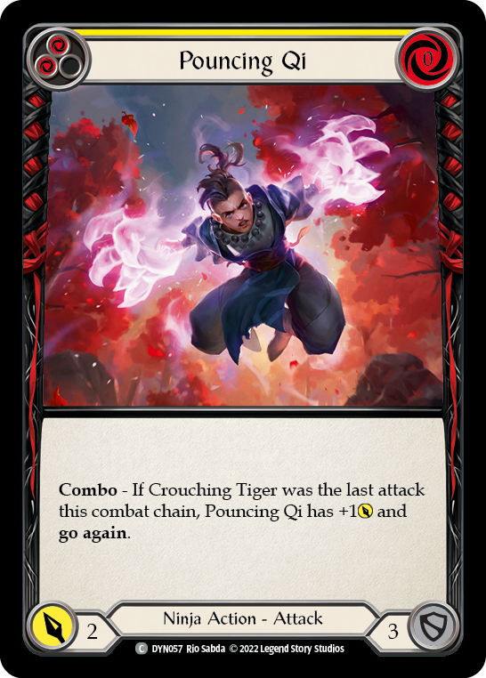 Pouncing Qi (Yellow) [DYN057] (Dynasty)  Rainbow Foil | L.A. Mood Comics and Games