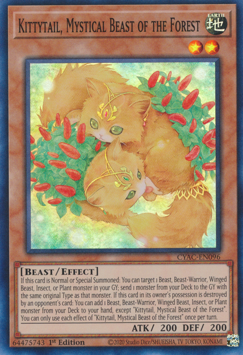 Kittytail, Mystical Beast of the Forest [CYAC-EN096] Super Rare | L.A. Mood Comics and Games