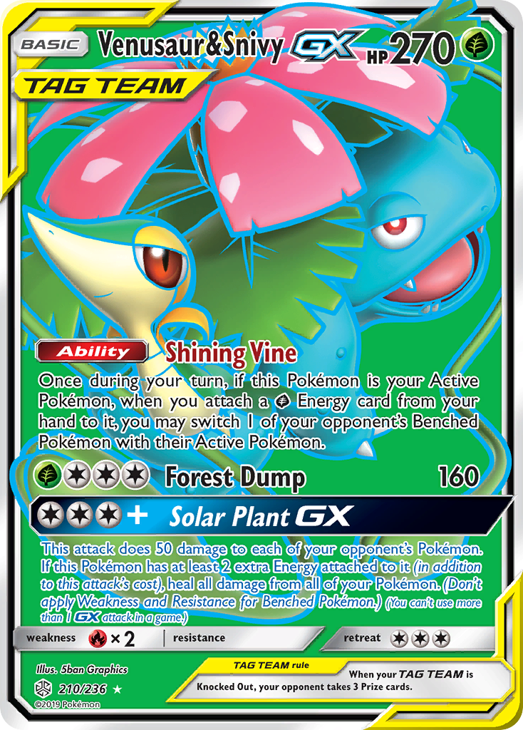 Venusaur & Snivy GX (210/236) [Sun & Moon: Cosmic Eclipse] | L.A. Mood Comics and Games