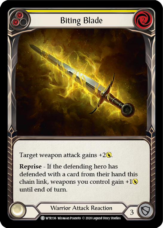 Biting Blade (Yellow) [U-WTR136] (Welcome to Rathe Unlimited)  Unlimited Rainbow Foil | L.A. Mood Comics and Games