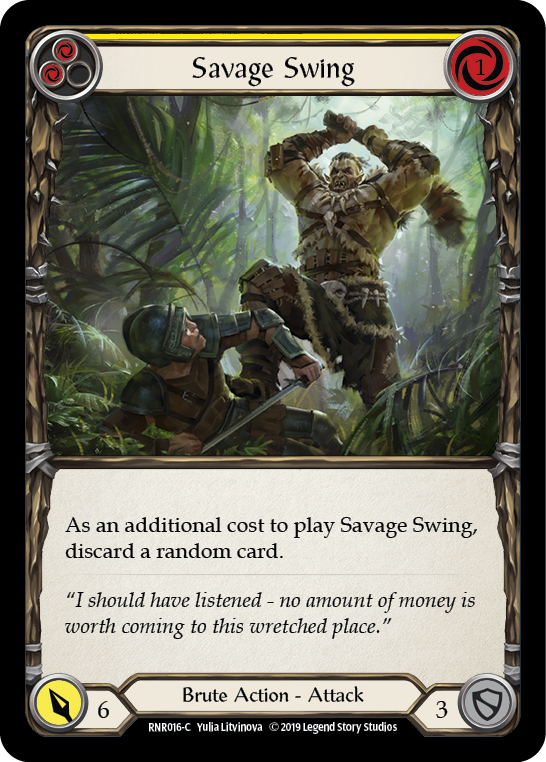 Savage Swing (Yellow) [RNR016-C] (Rhinar Hero Deck)  1st Edition Normal | L.A. Mood Comics and Games