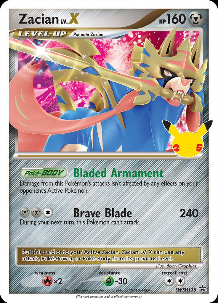 Zacian LV.X (SWSH135) (Celebrations) [Sword & Shield: Black Star Promos] | L.A. Mood Comics and Games