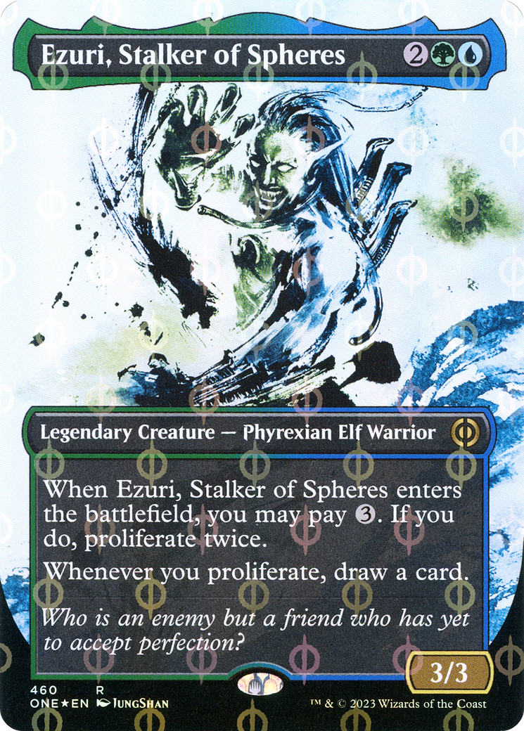 Ezuri, Stalker of Spheres (Borderless Ichor Step-and-Compleat Foil) [Phyrexia: All Will Be One] | L.A. Mood Comics and Games