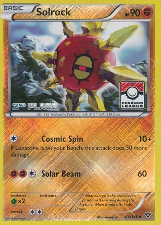 Solrock (64/146) (2nd Place League Challenge Promo) [XY: Base Set] | L.A. Mood Comics and Games