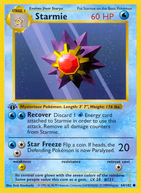 Starmie (64/102) (Shadowless) [Base Set 1st Edition] | L.A. Mood Comics and Games