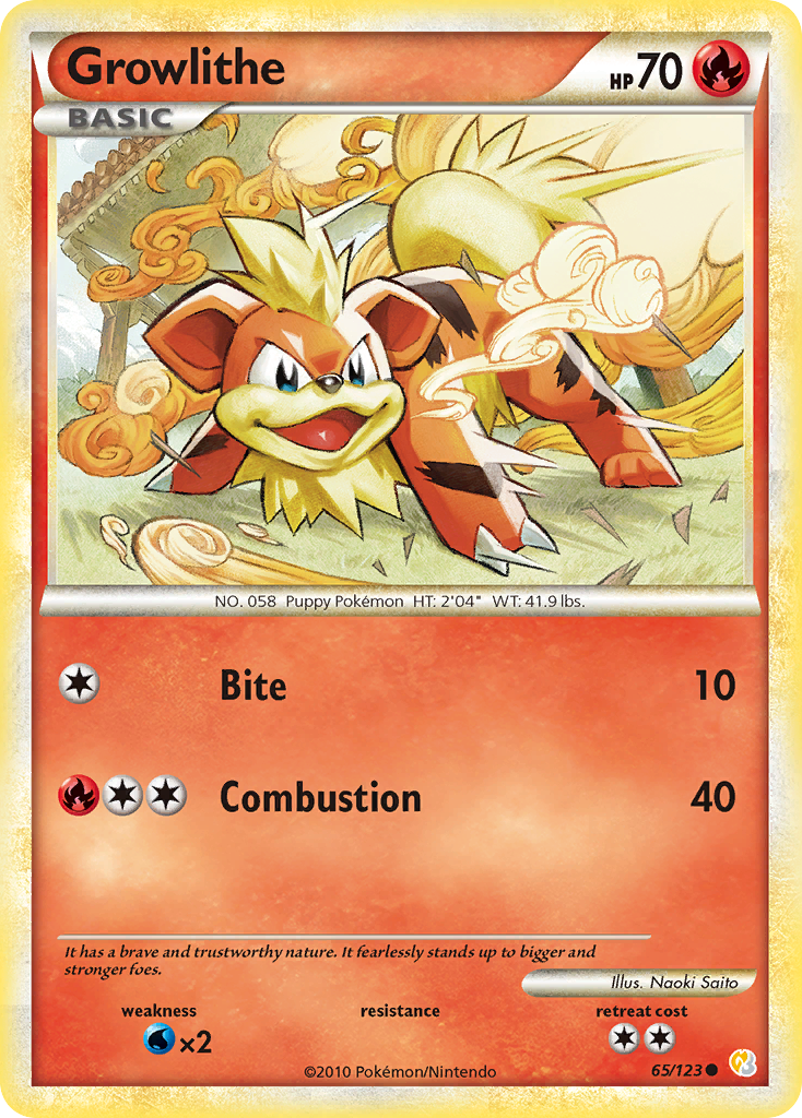 Growlithe (65/123) [HeartGold & SoulSilver: Base Set] | L.A. Mood Comics and Games