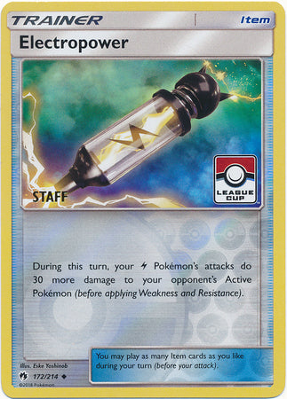 Electropower (172/214) (League Promo Staff) [Sun & Moon: Lost Thunder] | L.A. Mood Comics and Games