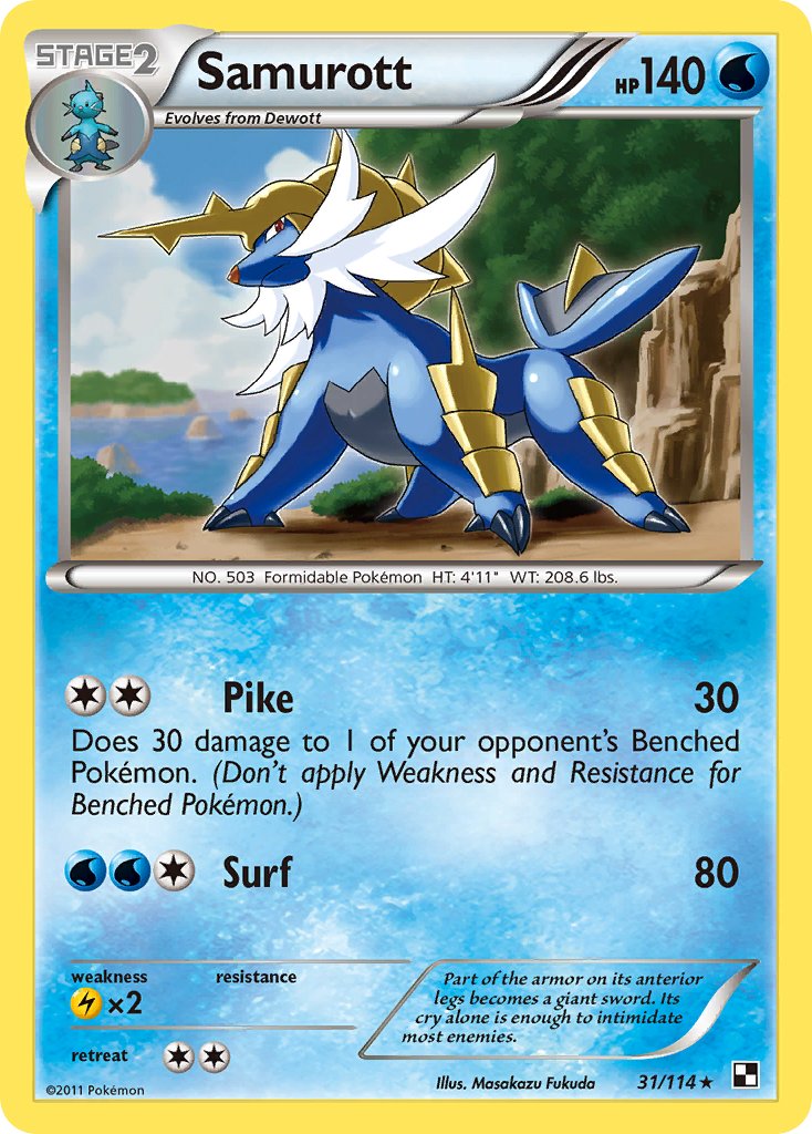 Samurott (31/114) (Theme Deck Exclusive) [Black & White: Base Set] | L.A. Mood Comics and Games