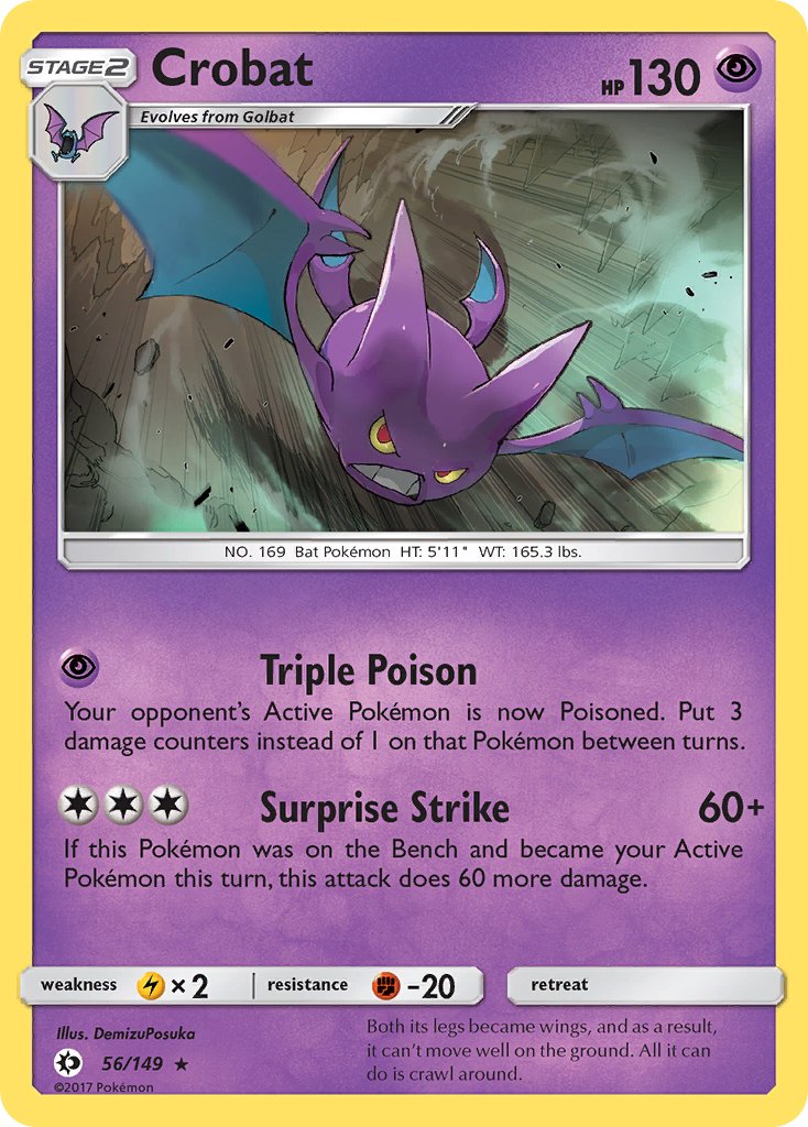 Crobat (56/149) (Prerelease Kit Exclusive) (Theme Deck Exclusive) [Sun & Moon: Base Set] | L.A. Mood Comics and Games