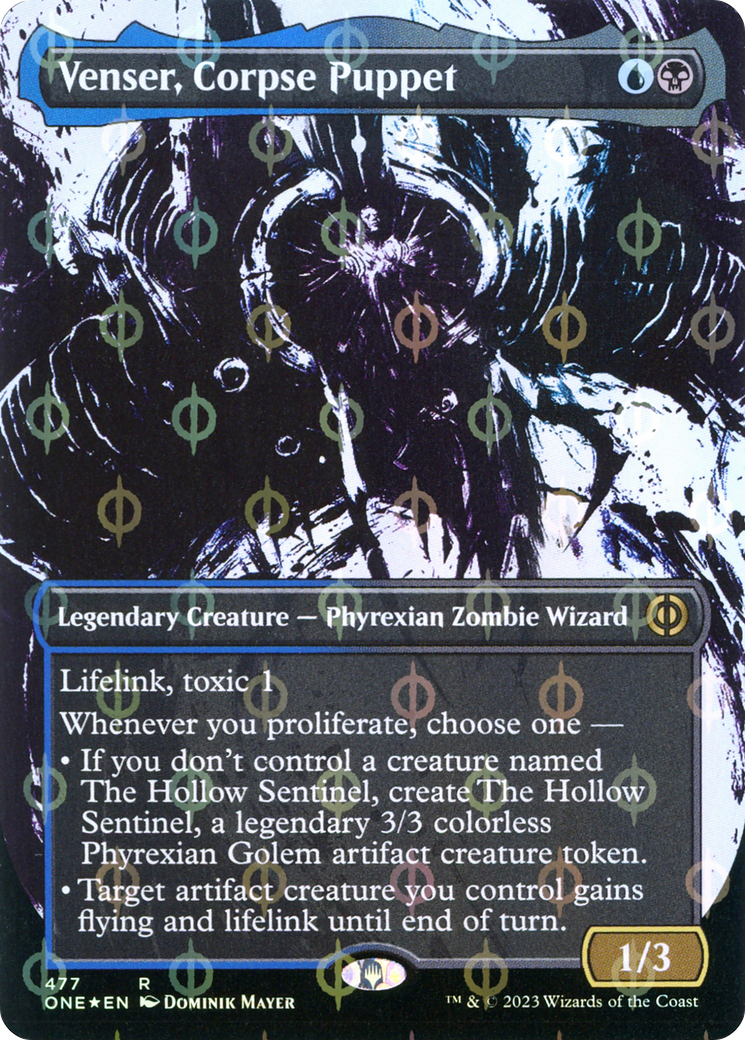 Venser, Corpse Puppet (Borderless Ichor Step-and-Compleat Foil) [Phyrexia: All Will Be One] | L.A. Mood Comics and Games