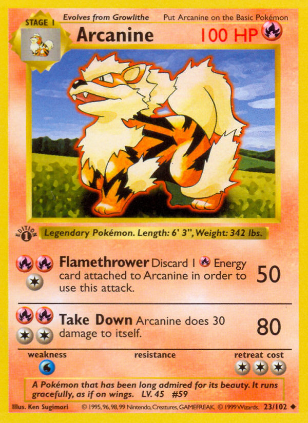 Arcanine (23/102) (Shadowless) [Base Set 1st Edition] | L.A. Mood Comics and Games