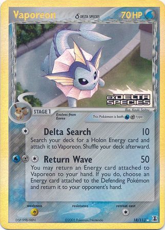 Vaporeon (18/113) (Delta Species) (Stamped) [EX: Delta Species] | L.A. Mood Comics and Games