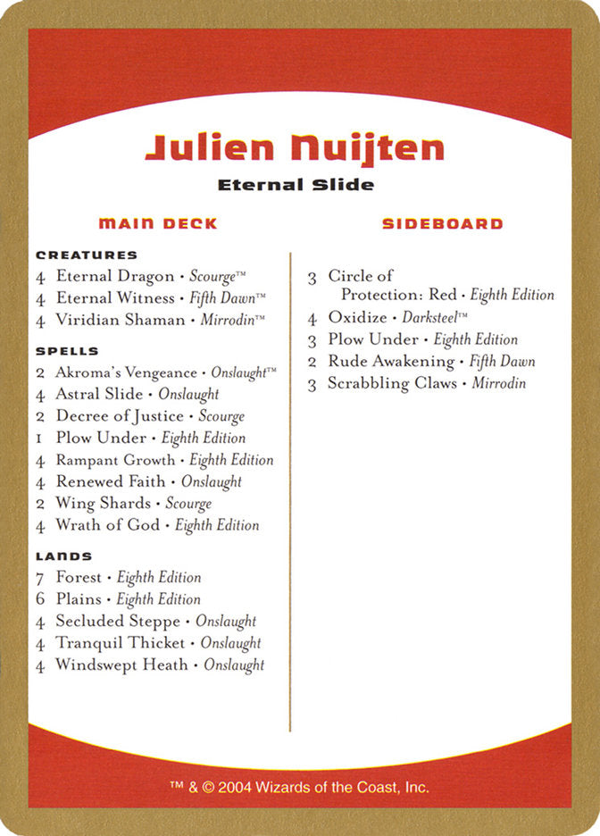 Julien Nuijten Decklist [World Championship Decks 2004] | L.A. Mood Comics and Games