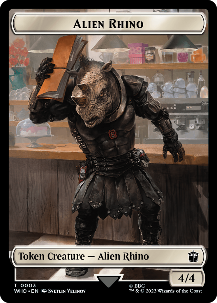 Alien Rhino // Alien Salamander Double-Sided Token (Surge Foil) [Doctor Who Tokens] | L.A. Mood Comics and Games