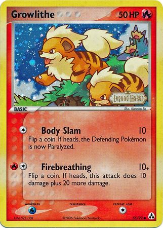 Growlithe (55/92) (Stamped) [EX: Legend Maker] | L.A. Mood Comics and Games