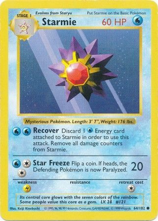 Starmie (64/102) [Base Set Shadowless Unlimited] | L.A. Mood Comics and Games