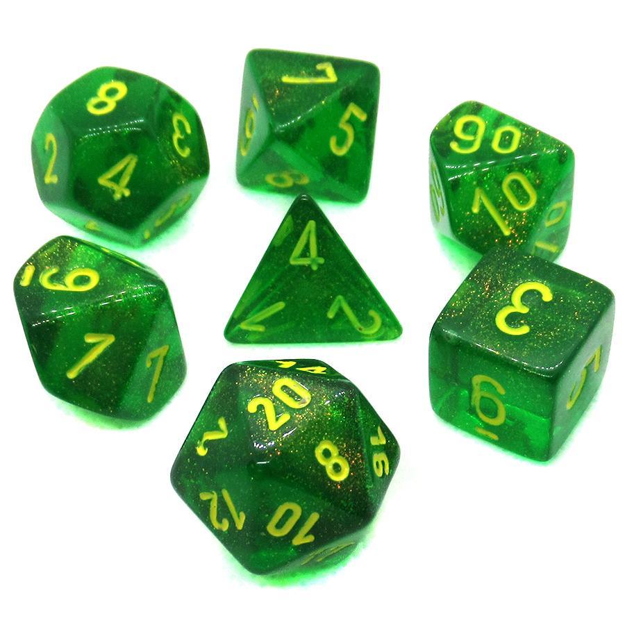 Chessex Luminary Polyhedral Dice Set – Sky/Silver, 7-Piece Set For D&D & RPG Games